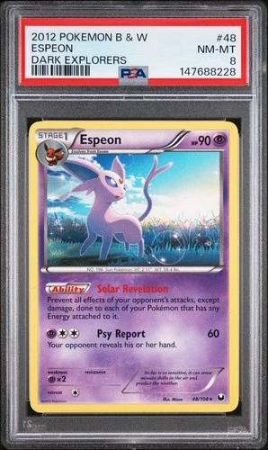 2012 POKEMON BLACK & WHITE DARK EXPLORERS #48 ESPEON PSA 8