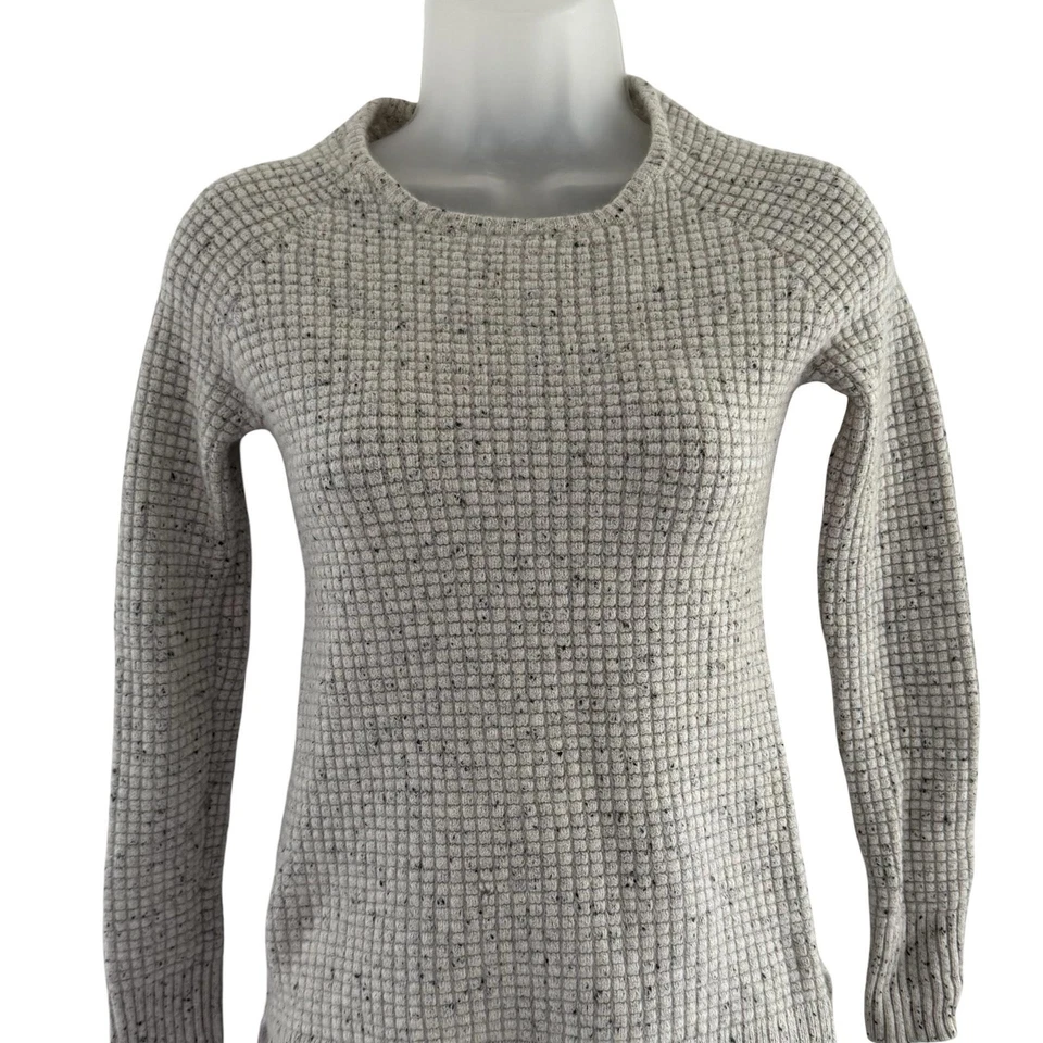 Suéter Athleta Para Mujer XS Gris Mezcla Cachemira Tejido Waffle Raglán Cuello Redondo Suave Foto 2 de 4