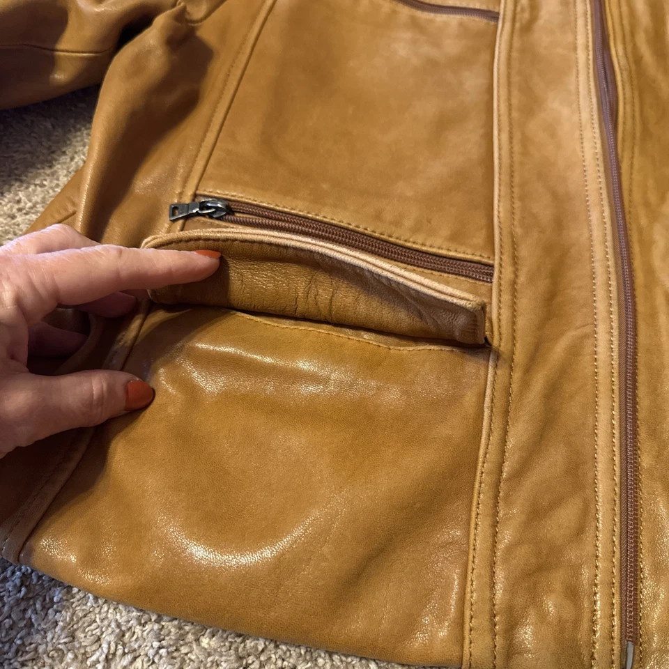 Chaqueta de Colección ENVY Knoles & Carter Marrón 100% Piel de Cordero Italiana Para Mujer Foto 4 de 4