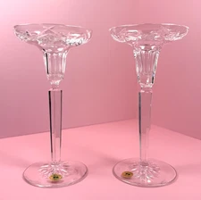 TYRONE Irish Crystal RETIRED Tall Set / 2 Candlesticks Made in Ireland Tapers