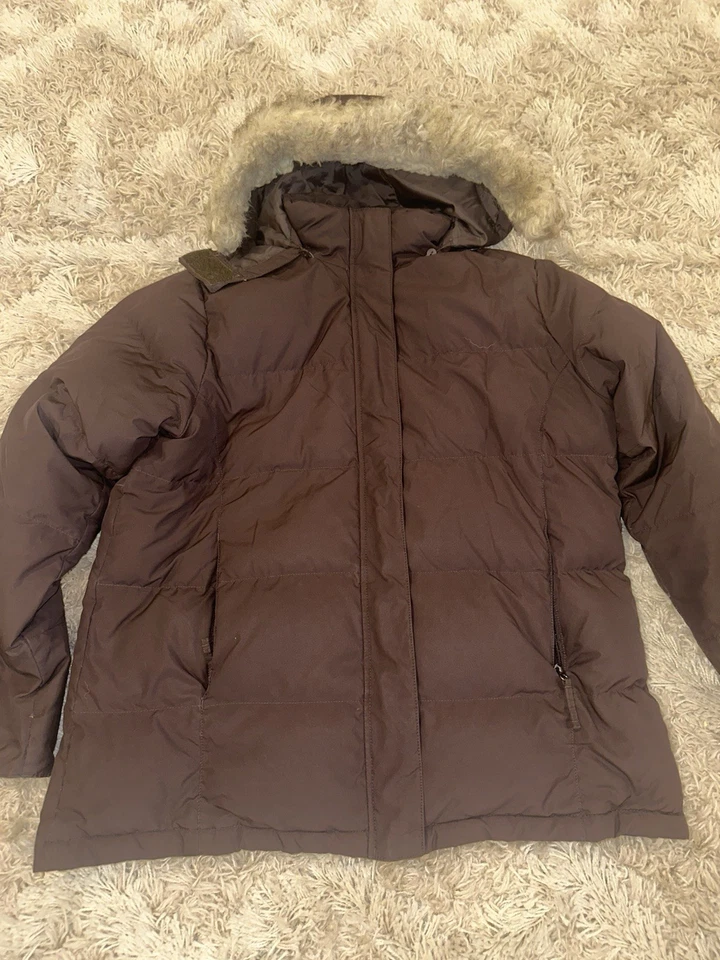 LL Bean 男式复古鹅绒夹克带毛皮可拆卸连帽男式 L 码 — 第 2/4 张图片