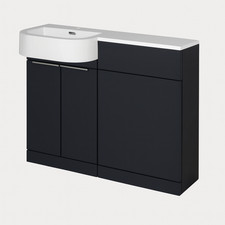 Black Bathroom Vanity Unit 1002mm – Resin Basin Top – Left/Right Hand P Shape 