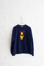 Vintage Disney Store Winnie the Pooh Navy Fleece Sweatshirt Size Medium