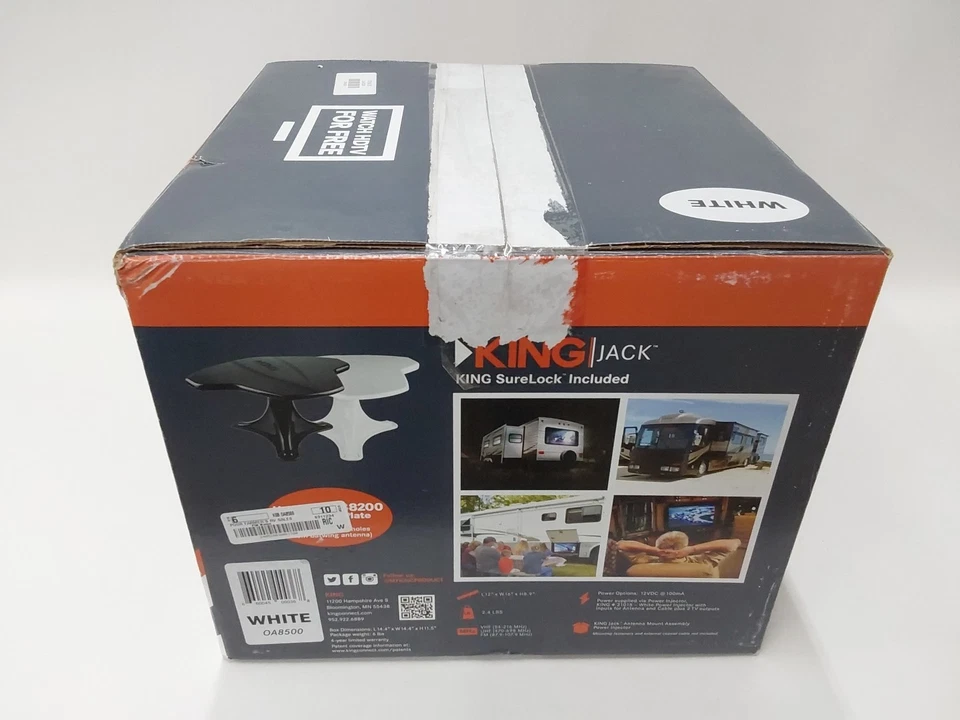 Телевизионная антенна, King Jack ™, белая, с воздушным креплением/поиском сигнала - Изображение 2 из 4