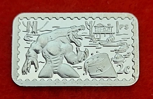 1/10th Oz .999 Fine Silver PEM Postal Express Mint SWAMP DINO Fractional Bar!
