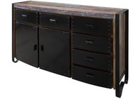 Industrial Sideboard Indisches Altholz Mehrfarbig Kommode Ausgefallener Schrank