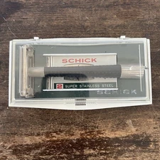 Vintage 1965 Schick Krona Safety Razor W/ Original Case blades