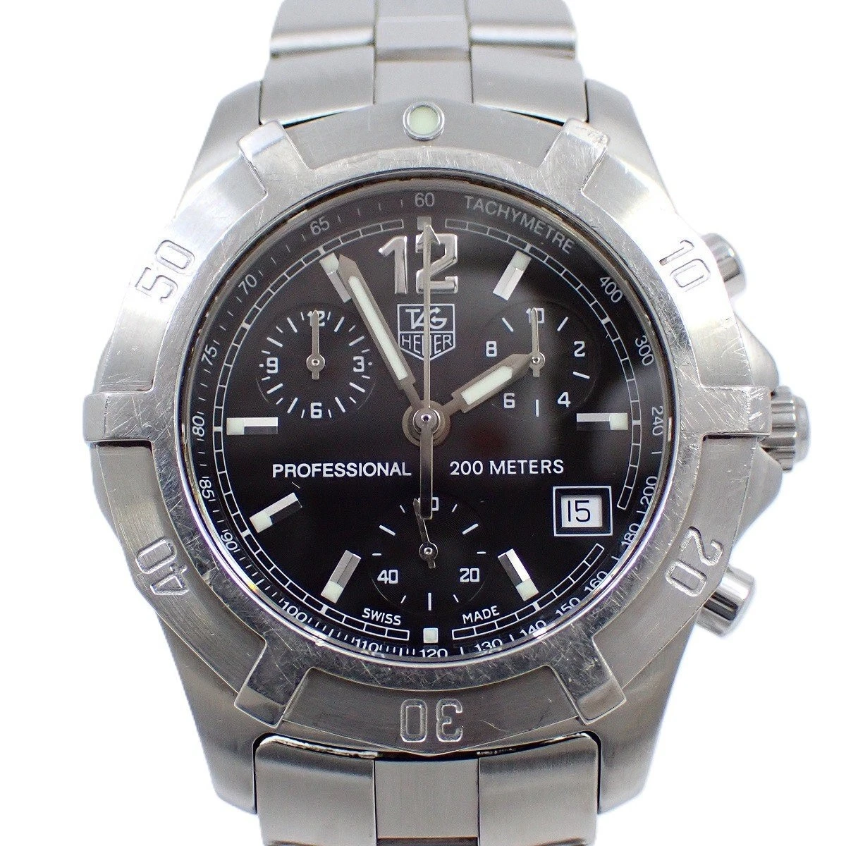 Tag Heuer Exclusive Chronograph Men'S Watch Black Dial Genuine Ss Belt Cn1110