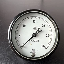 ASHCROFT GAUGE BRASS SOCKET BRAZED GAUGE, 30-30PSI