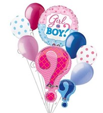8 pc Baby Gender Reveal Boy Girl He She Balloon Bouquet Party Shower Shower Game
