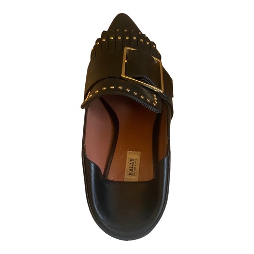 Bally Size 37.5 4.5 Hamelia Fringe Black Leather Pointy Toe Flat Shoes Womens - Picture 12 of 24