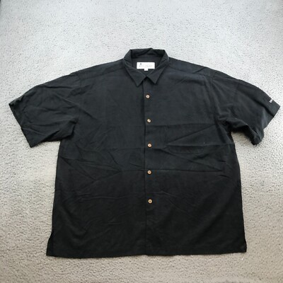 Rio Havana Shirt Adult Large Black Sol Silk Check Button Down Short Sleeve 47375