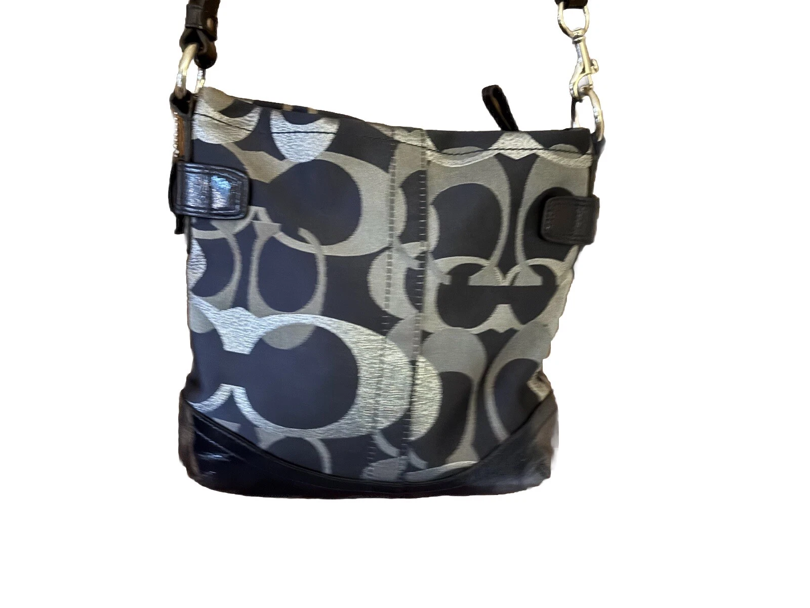 Amazing Coach Signature blu navy borsa a tracolla con catena davanti 19820