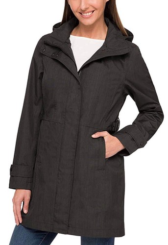 Kirkland Signature Women Waterproof Trench Rain Coat Jacket Charcoal S