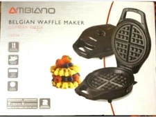 Ambiano 4 Slice 760 Watts Round Electric Nonstick Waffle Maker New In Sealed Box