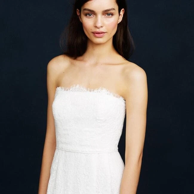 J. Vestido de novia Crew marfil encaje pestañas sin tirantes talla 10 nuevo con etiquetas Foto 4 de 4