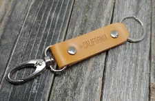 CALIFORNIA Engraved Leather keychain Key fob Instagram