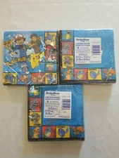 Vintage Pokemon Pikachu Party Napkins  DesignWare 16 New 3-ply LOT OF 3 FREE S/H
