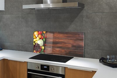 Tulup Küchenrückwand Spritzschutz aus Glas 125x50 Corn Pfeffer Kohl