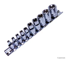 E-TORX SOCKET SET – female torx, star socket bits, reverse torx, automotive tool