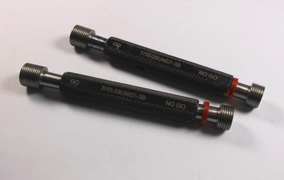 Plug Double Thread Gages 7/16-28 3B Go; No Go NPL Handle 2 (2 Pcs)