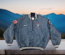 Vintage Birdie Bomber Jacket By Richard A Leslie Quilted Lined 2XL Navy Blue USA