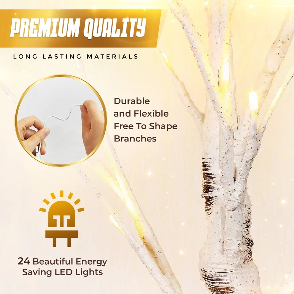 LED Twig Birch Table Tree 2FT/60cm Light Up Branch Lights Desktop Dinner Lamp UK - Image 4 of 4