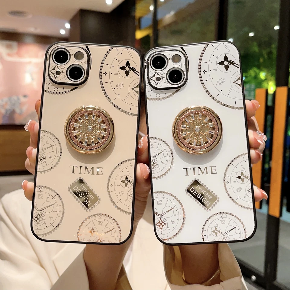Funda de teléfono con soporte de anillo de lujo a prueba de golpes para iPhone 14 13 11 12 Pro Max XS X 7 8 Foto 2 de 4