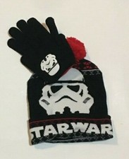 STAR WARS Beanie Knit Hat Gloves YOUTH One Size STORM TROOPER