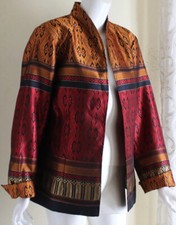 Coldwater Creek Sz 14 Ethnic Art-to-Wear Tapestry Cultured Jacket XL
