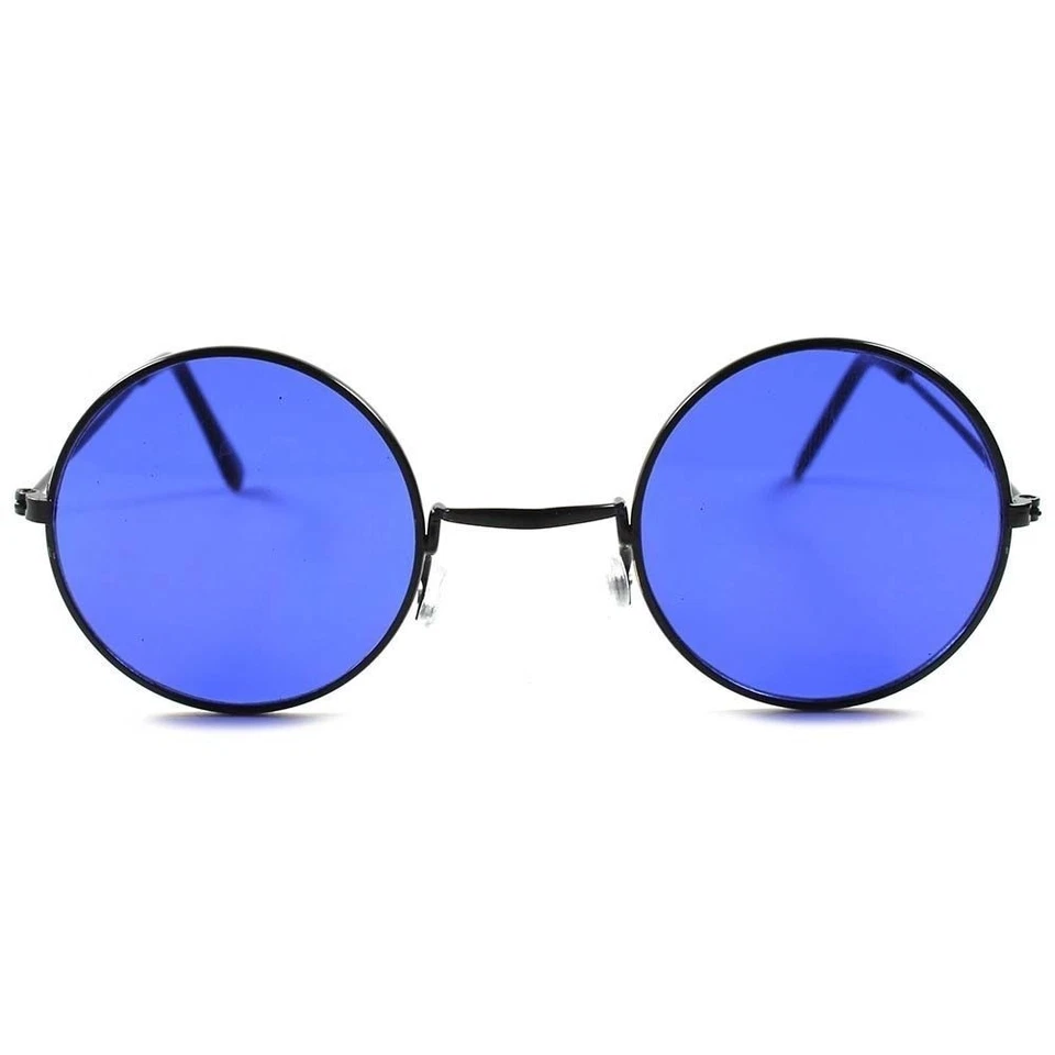 Óculos de sol redondo Old School vintage retrô anos 70 masculino feminino hippie Lennon azul - Imagem 4 de 4