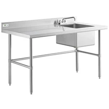30"W x 60"L Stainless Steel Commercial Restaurant Work Table with Sink on Right