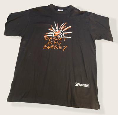 SPALDING Basketball Herren-T-Shirt - schwarz - ''basket is my energy'', XXL - NEU!