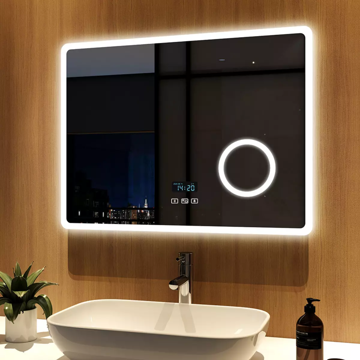 Bathroom mirror with lights touch screen deals