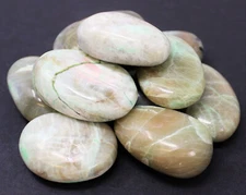 Wholesale Bulk Lot Garnierite Palm Stones - Polished Green Moonstone Pebbles