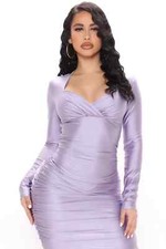 FASHION NOVA CAMELIA RUCHED LAVENDER MINI DRESS SIZE S ~NEW WITH TAGS
