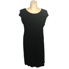 Chicos Dress 2 US LARGE Black Sleeveless Pullover Round Stretch Knee Length Work