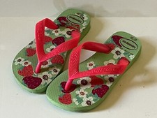 Havaianas Toddler Strawberry Flowers Flip Flops Sandals US 11/12c EU 29/30 VGUC