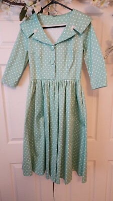 patterned sage green dress Bria Dot Dress Large / Sage main image 1