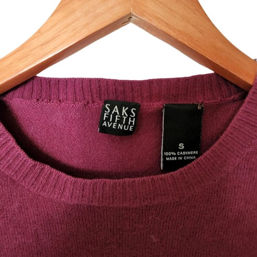 Saks Fifth Avenue Purple 100% Cashmere Sweater Size S Small - Picture 3 of 8