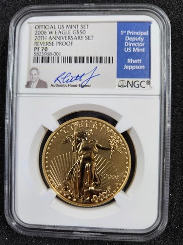 🌟 2006-W $50 American Gold Eagle 1 oz REVERSE PROOF Coin NGC PF70 Jeppson AUTO