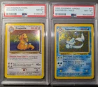 Pokémon Dragonite & Vaporeon Holo Rare Fossil Unlimited PSA 8 1999 English