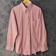 Club Room Button Down Shirt Men 17.5 34-35 Red Gingham Performance Cotton