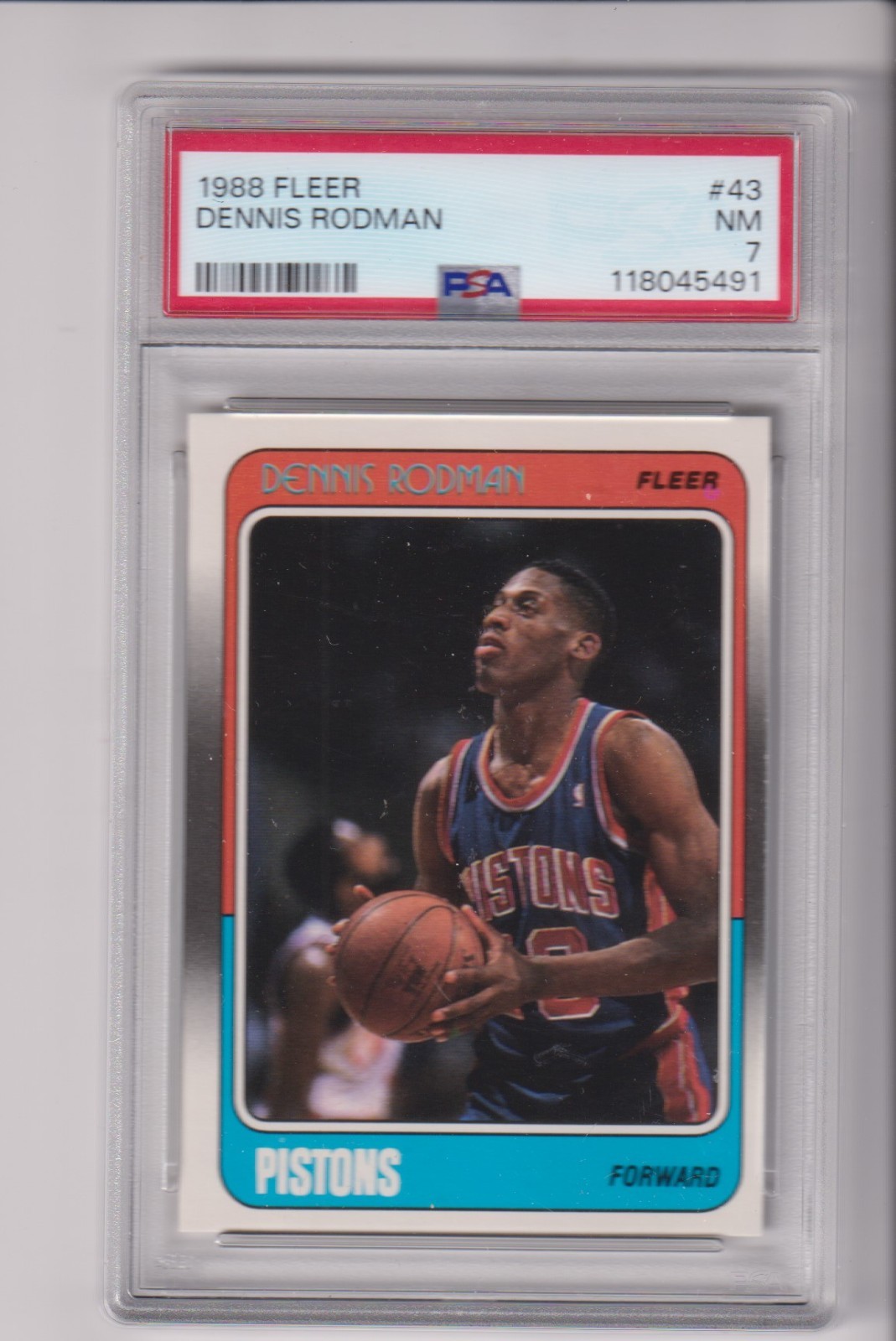 1988-89 FLEER #43 DENNIS RODMAN RC WITH PSA 7 GRADE - DETROIT PISTONS