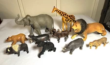 Lot of 10 Safari Animals Figurines High Quality Elephant Lion Gorilla Tiger
