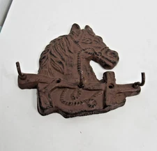 Cast Iron Horse Western Cowboy Hat Boots Wall Mount Key Belt Rack 8.5" 3 Hooks