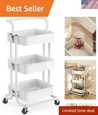 Compact 3-Tier Rolling Storage Cart with Locking Wheels for Efficient Space Use