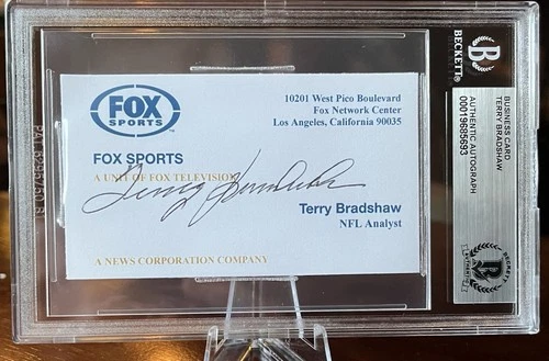 TERRY BRADSHAW Signed AUTOGRAPH Fox Sports Business Card BAS Beckett COA Steeler