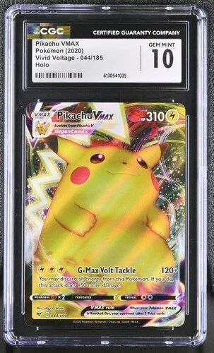 CGC 10 Pokémon English Pikachu VMAX 044/185 2020 Vivid Voltage Holo
