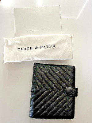New Beautiful CLOTH & PAPER Agenda Cover A5 Large Black Quilted Leather